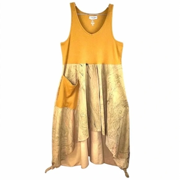 Renee Bolden Tops - Renee Bolden Handmade Mustard Yellow Tank Tunic Dress Split Front Opening Sz XXL